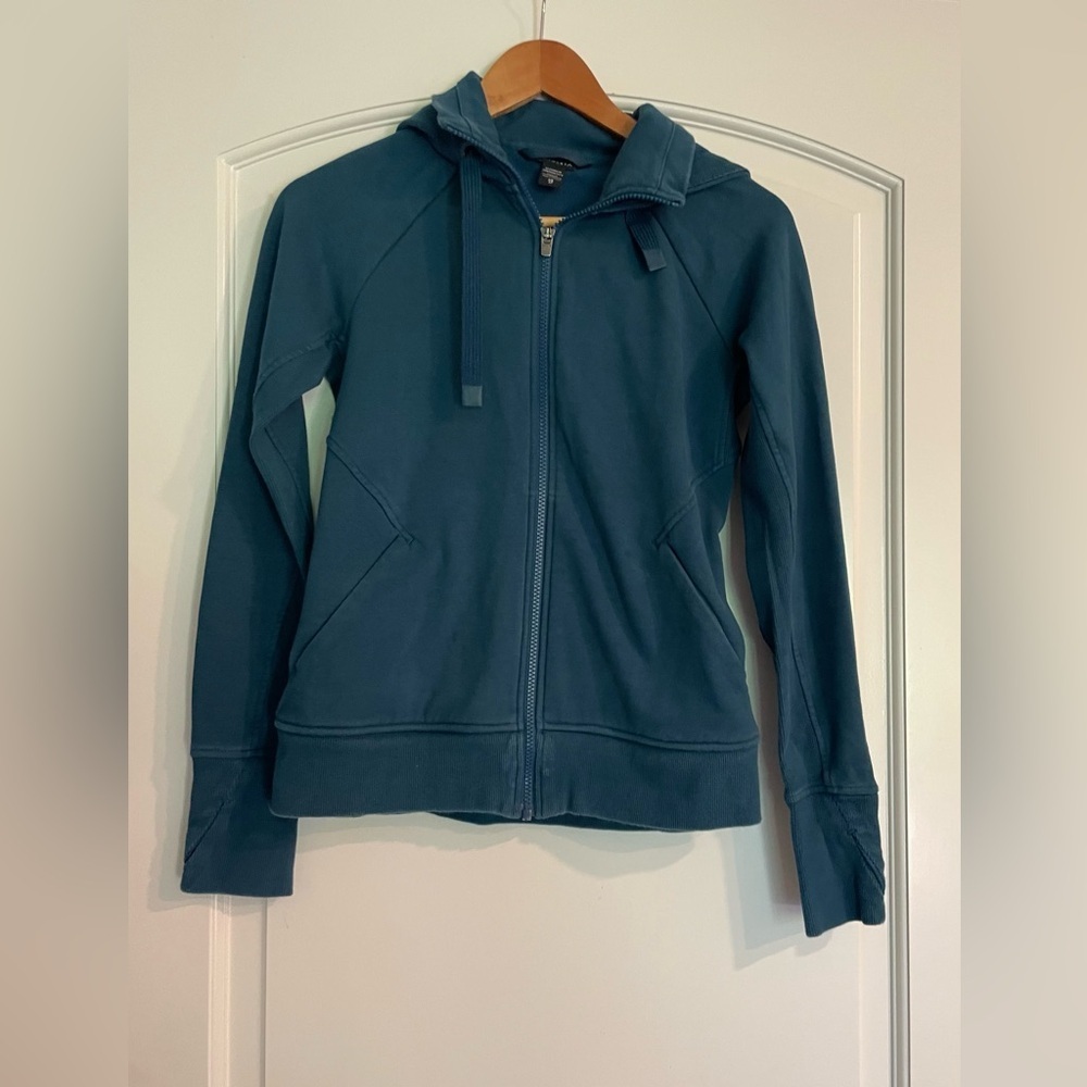 Athleta Teal Zip-Up Hooded Utility Jacket